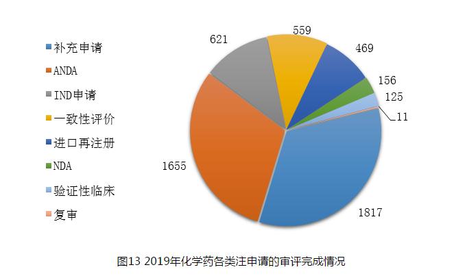圖13 2019年化學藥各類注申請的審評完成情況