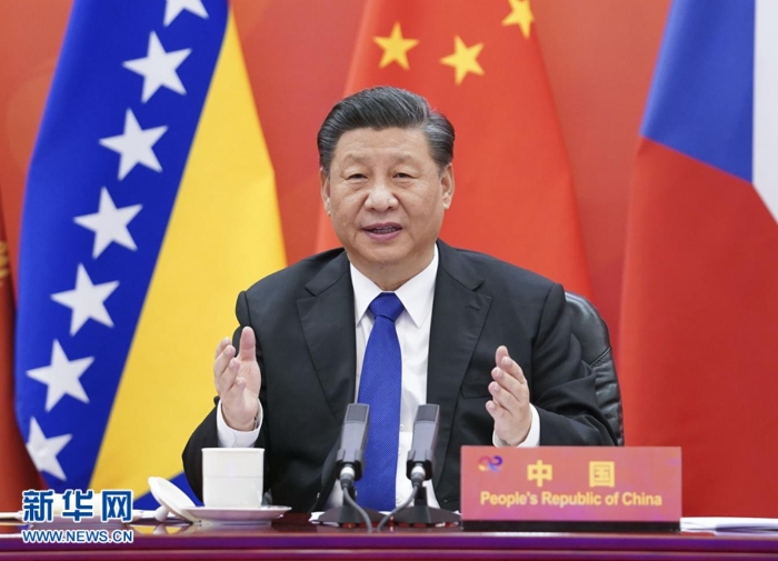 2月9日，国家主席习近平在北京以视频方式主持中国－中东欧国家领导人峰会，并发表题为《凝心聚力，继往开来　携手共谱合作新篇章》的主旨讲话。新华社记者 黄敬文 摄