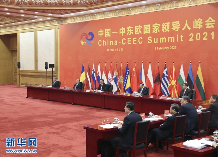2月9日，国家主席习近平在北京以视频方式主持中国－中东欧国家领导人峰会，并发表题为《凝心聚力，继往开来　携手共谱合作新篇章》的主旨讲话。新华社记者 刘卫兵 摄