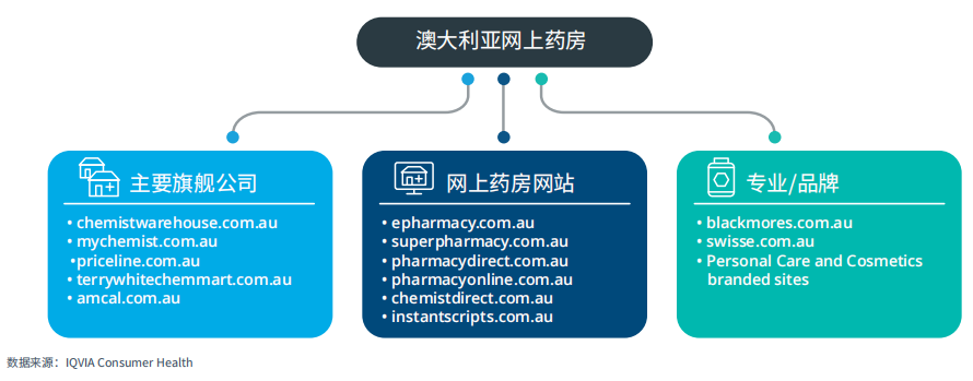 图10：澳大利亚网上药房市场细分，列出了排名靠前的公司