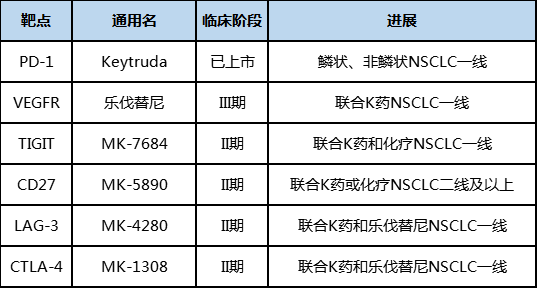 MSD 的NSCLC临床管线