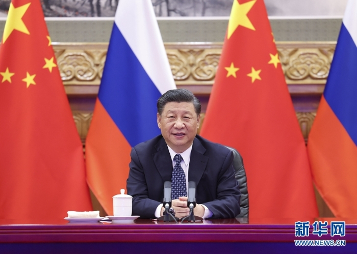 5月19日下午，国家主席习近平在北京通过视频连线，同俄罗斯总统普京共同见证两国核能合作项目——田湾核电站和徐大堡核电站开工仪式。新华社记者 黄敬文 摄