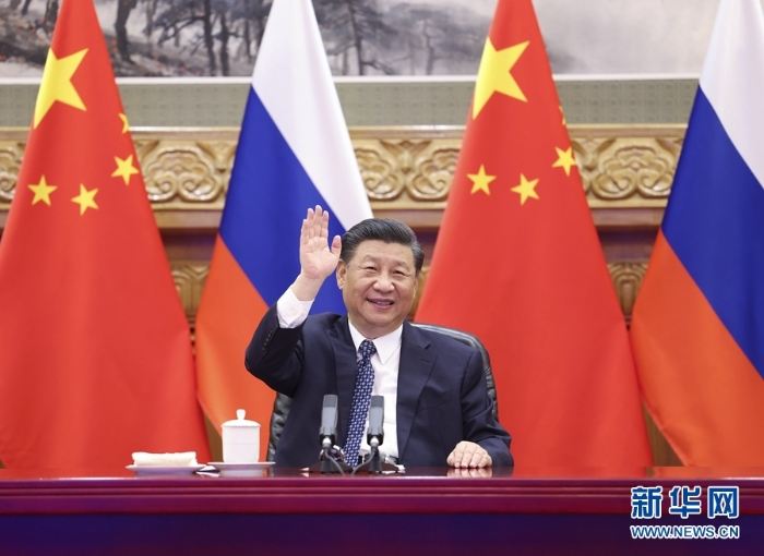 5月19日下午，国家主席习近平在北京通过视频连线，同俄罗斯总统普京共同见证两国核能合作项目——田湾核电站和徐大堡核电站开工仪式。新华社记者 黄敬文 摄