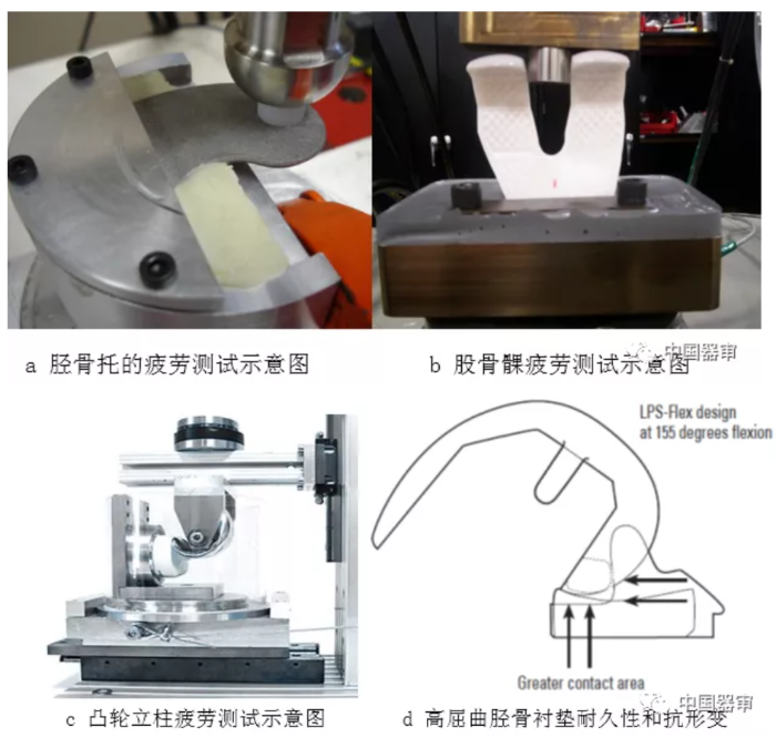 图3全膝关节系统各部件动态疲劳试验示意图