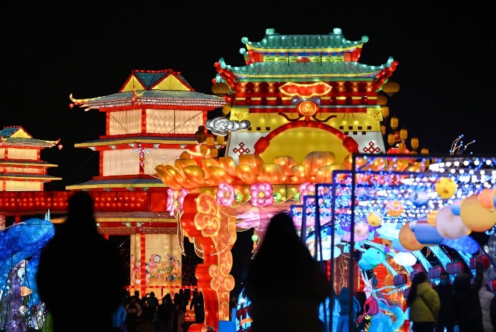1月18日，天津市西青区杨柳青国潮灯展亮灯仪式在杨柳青镇举行。新华社记者 李然 摄