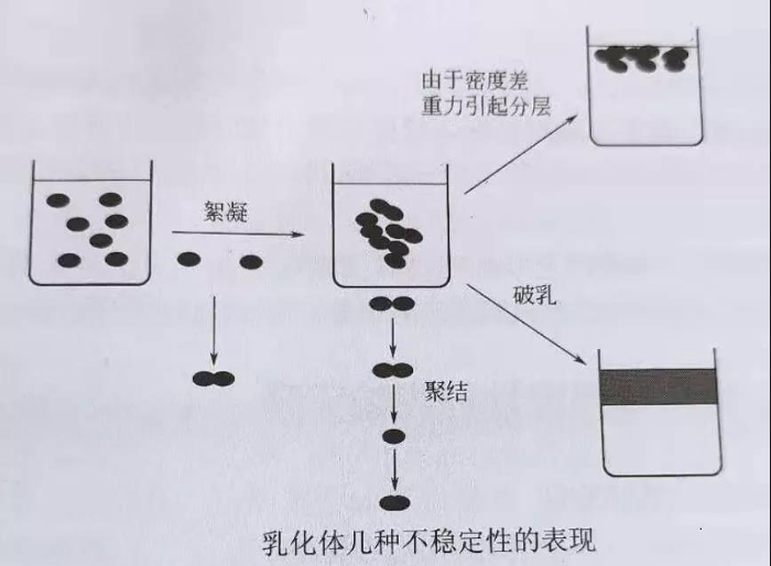图3 乳化体系的几种不稳定表现形式