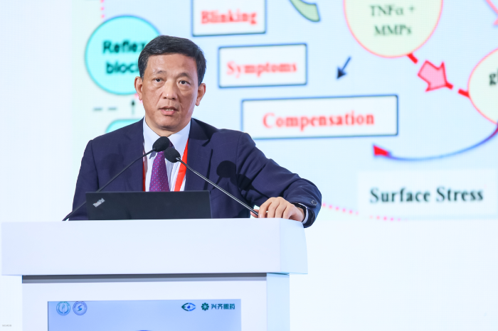 图为刘祖国在第四届守护全生命周期眼健康会上作专题发言。
